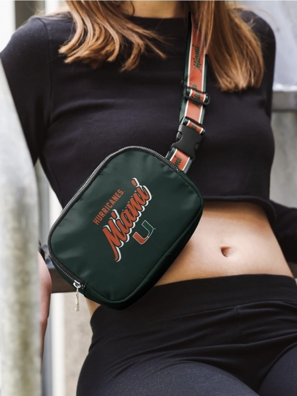 Women's Miami Hurricanes Green Crossbody Bag